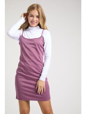 Woman’s Pink Plaid Mini Dress & Top Set sz Small NWT